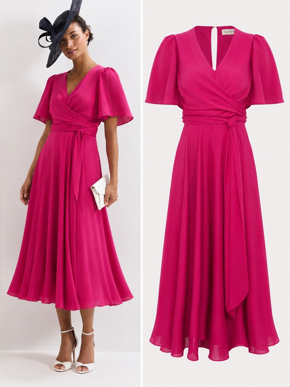 Phase Eight Abbie Wrap Dress | Fuchsia Pink | Occasion Dress | US 8